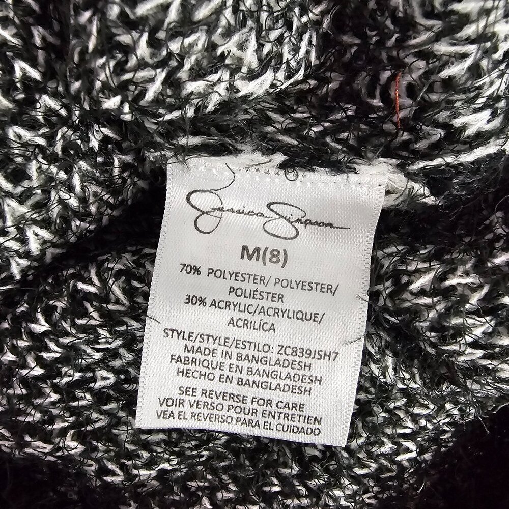 Jessica Simpson Eyelash Knit New Black & Gray V Neck Button Up Cardigan Sweater - Picture 4 of 10
